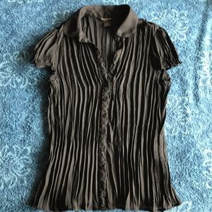 Sunny Taylor Petite Black Sheer Crinkle Top sz PM